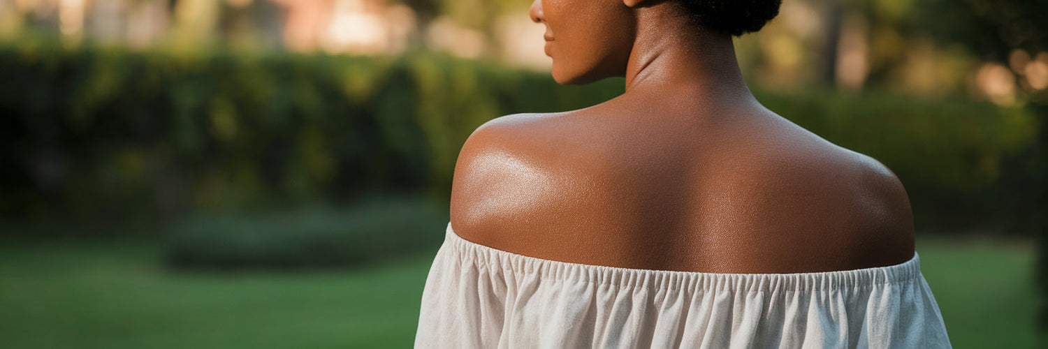 Woman with healthy glowing summer skin.