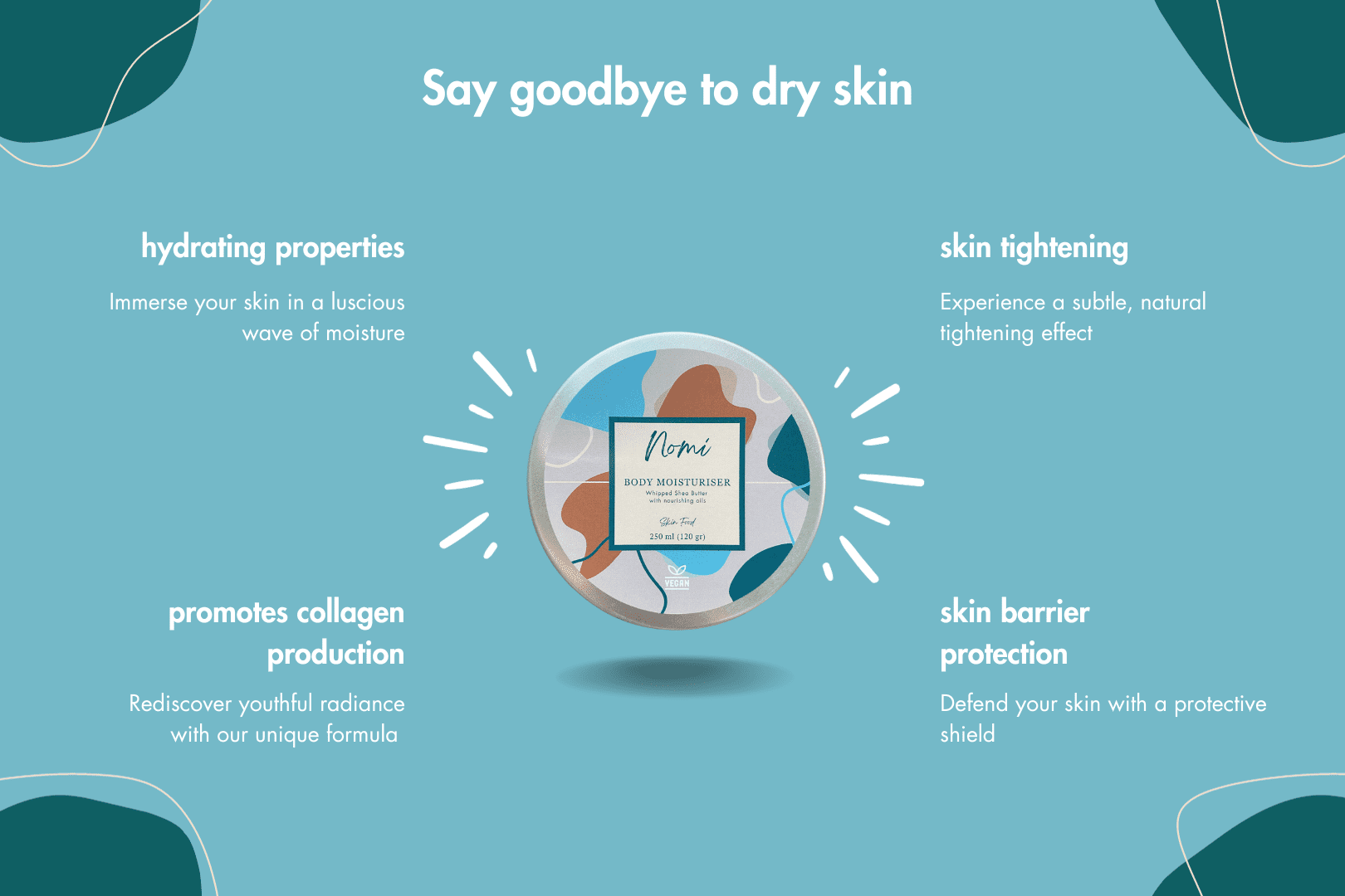 Body butter shea butter moisturiser Nomi Skincare banner